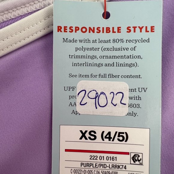 Cat & Jack Kids Girls' Tie Strap Sleeve Two-Piece Swimsuit Purple XS (4/5) NWT - Picture 7 of 7